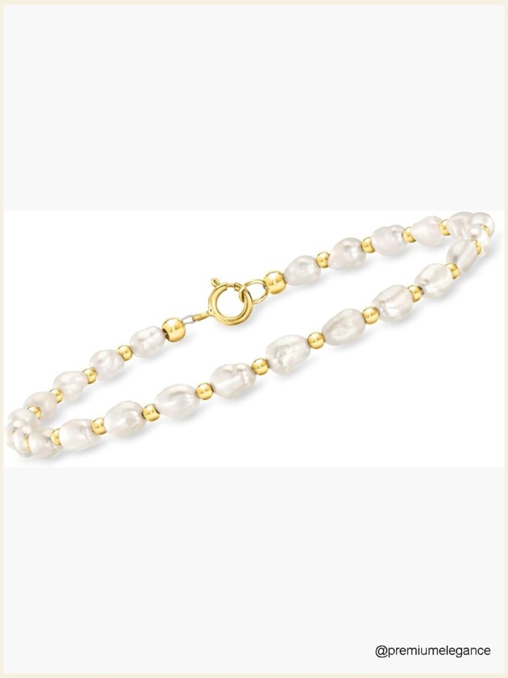 Cultured Baroque Pearl & 14kt Yellow Gold Bead Bracelet